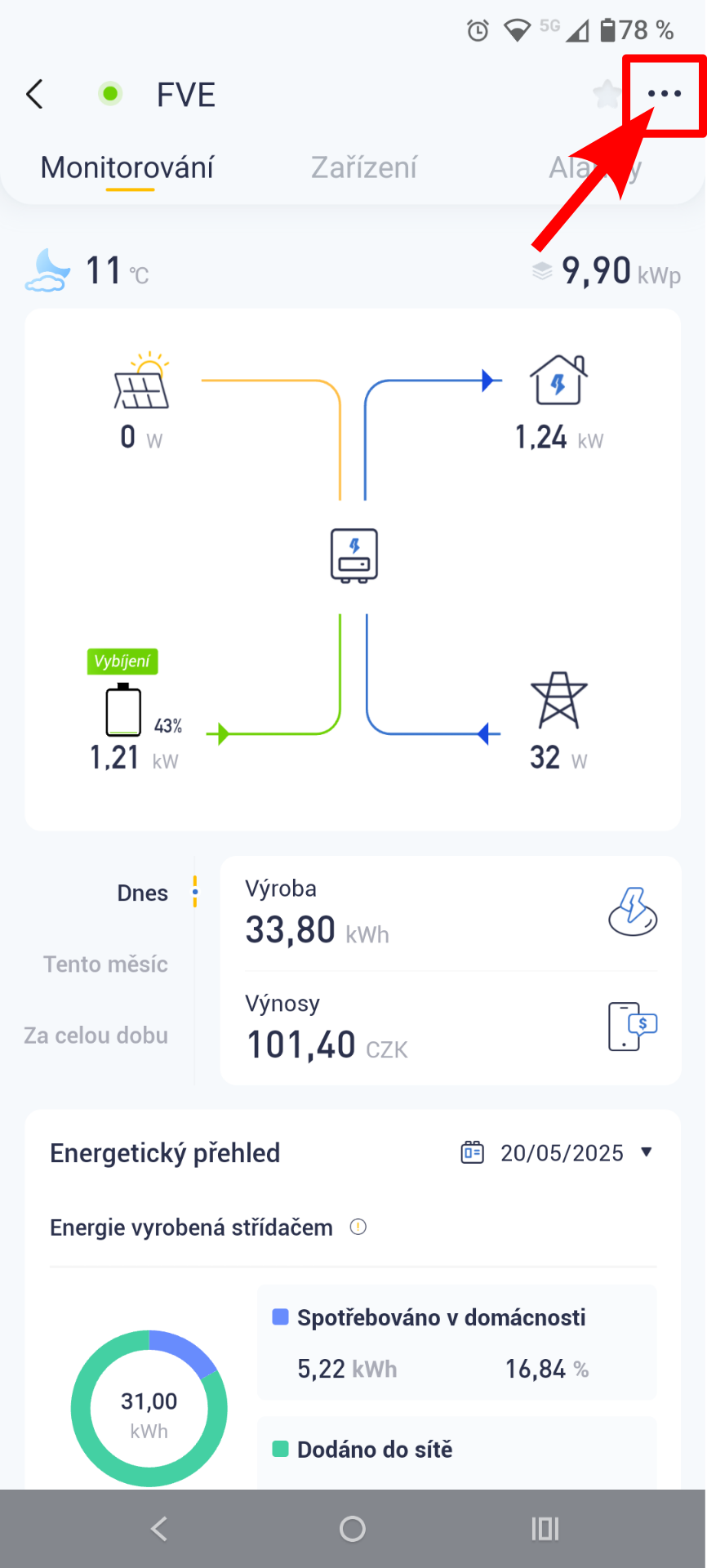 Úvodní obrazovka aplikace SEMS+